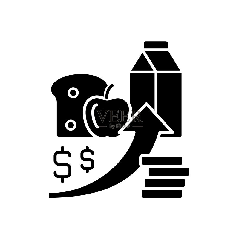 食品价格上涨黑色标志图标图标素材
