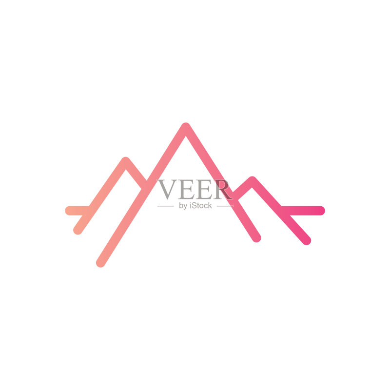 白色背景上的渐变山峰图标图标素材