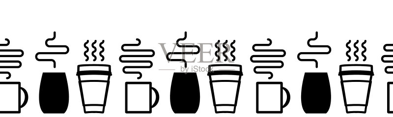 热咖啡杯图标无缝线条图标素材