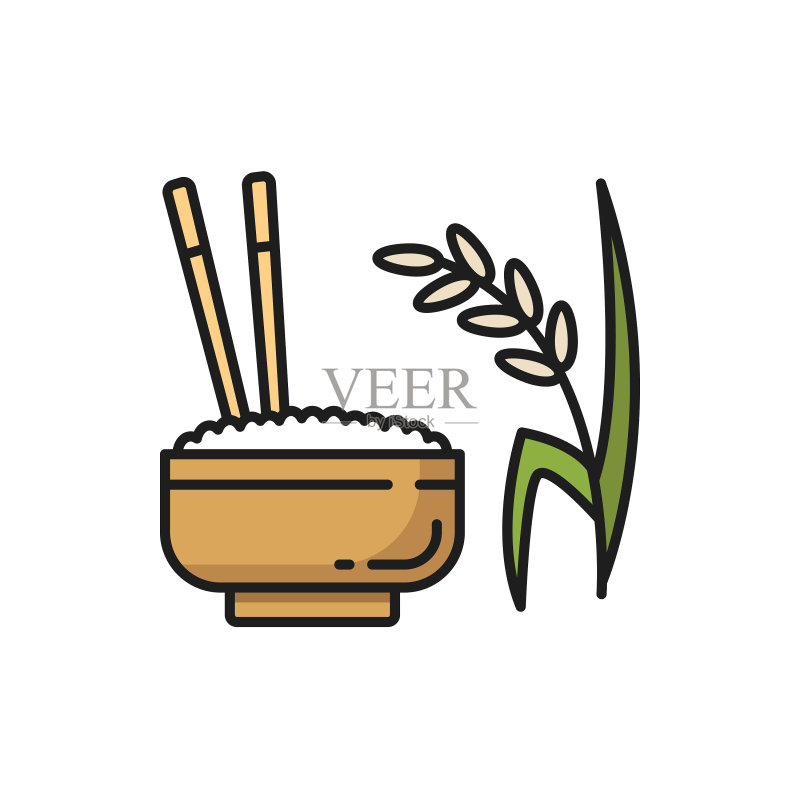 米饭碗筷种植图标素材