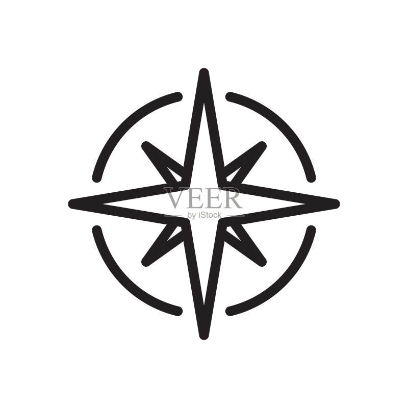 白色背景风向玫瑰线条图标图标素材