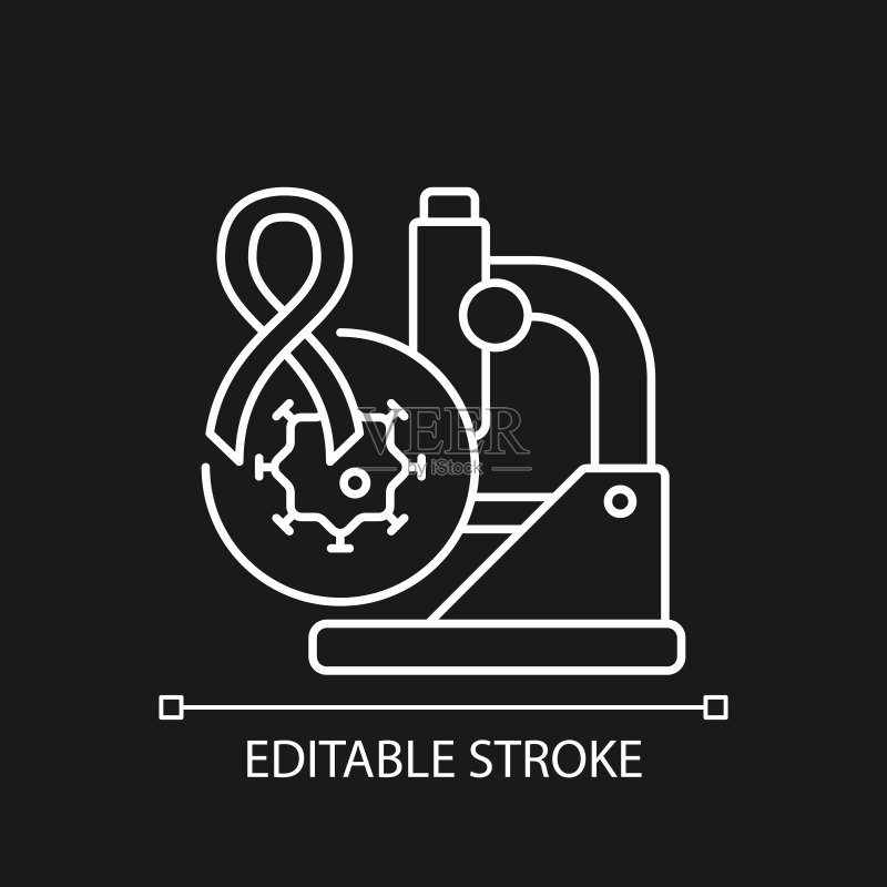 深色主题的癌症临床试验白色线性图标图标素材