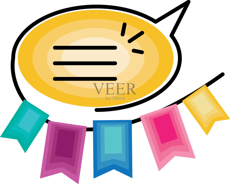 你好,气泡和花环图标素材
