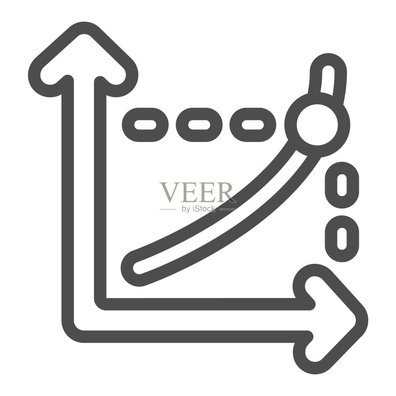 带点和虚线的折线增长图,图表概念矢量图标图标素材