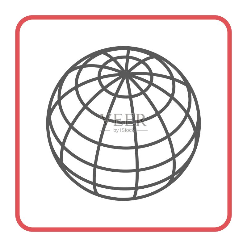 地球地图图标icon简约线性图标素材