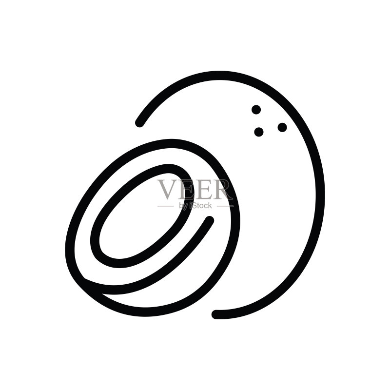 白色背景上的椰子线条图标图标素材