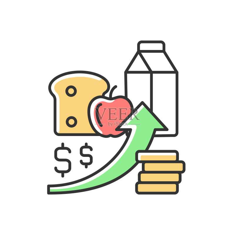 食品价格上涨RGB彩色图标图标素材