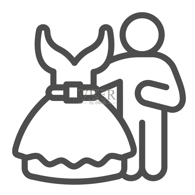 婚纱与裁缝师设计线稿图标图标素材