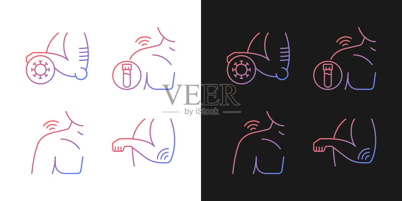 肩肘疼痛渐变图标集:深浅模式图标素材