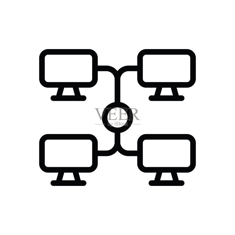 电脑挖矿线条图标图标素材