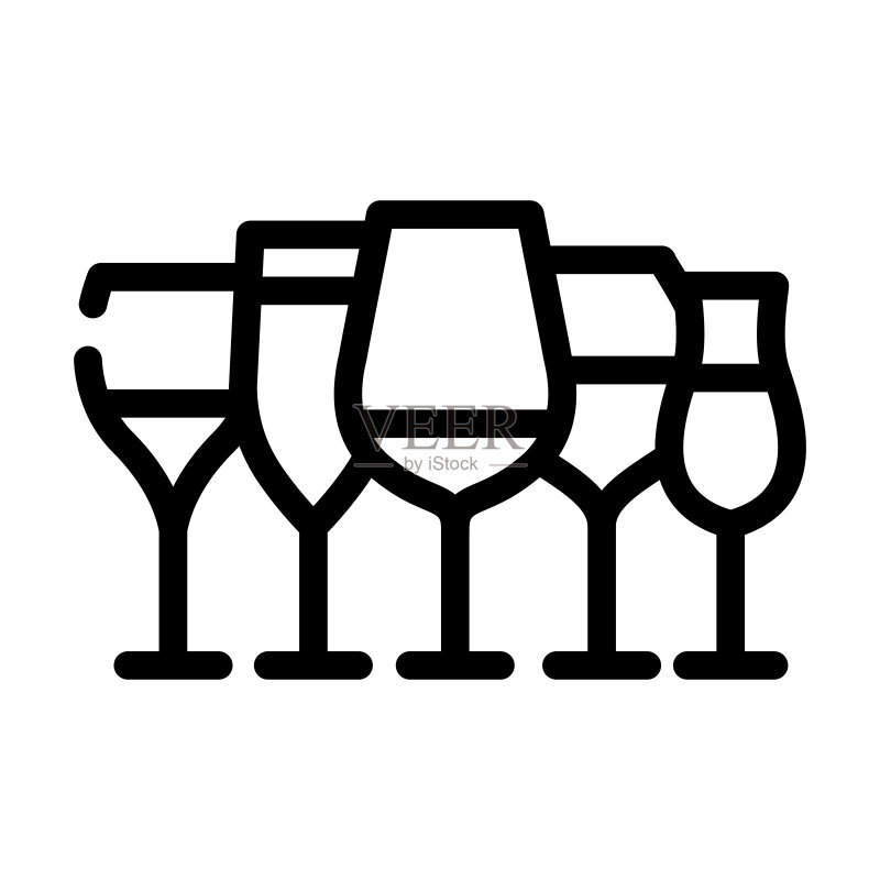 葡萄酒杯线条图标矢量图图标素材