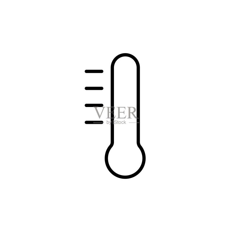 温度计黑线图标:温度、冷热概念简约设计,用于APP、UI、UX等。矢量EPS 10图标素材