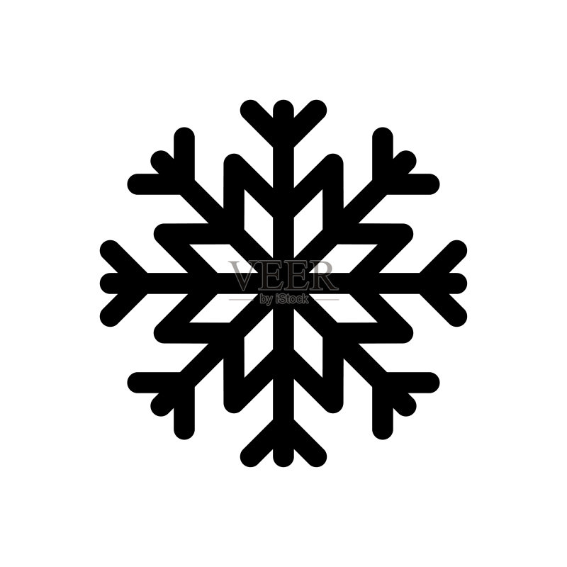 雪花图标。黑色轮廓线轮廓。矢量简单的平面图形插图。在白色背景上孤立的物体。隔离。图标素材