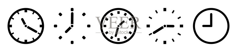 时钟图标。手表、时间图标、符号。矢量图。EPS 10图标素材