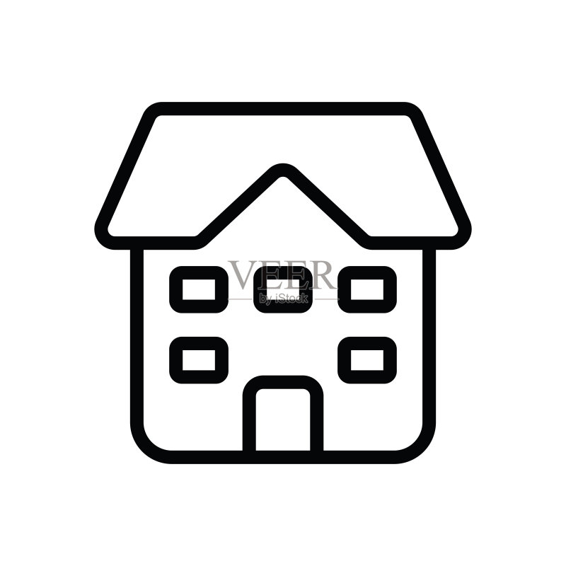 房屋建筑线性图标图标素材