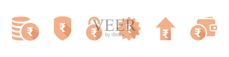 货币图标,印度卢比金融图标,税务相关简约矢量图标图标素材