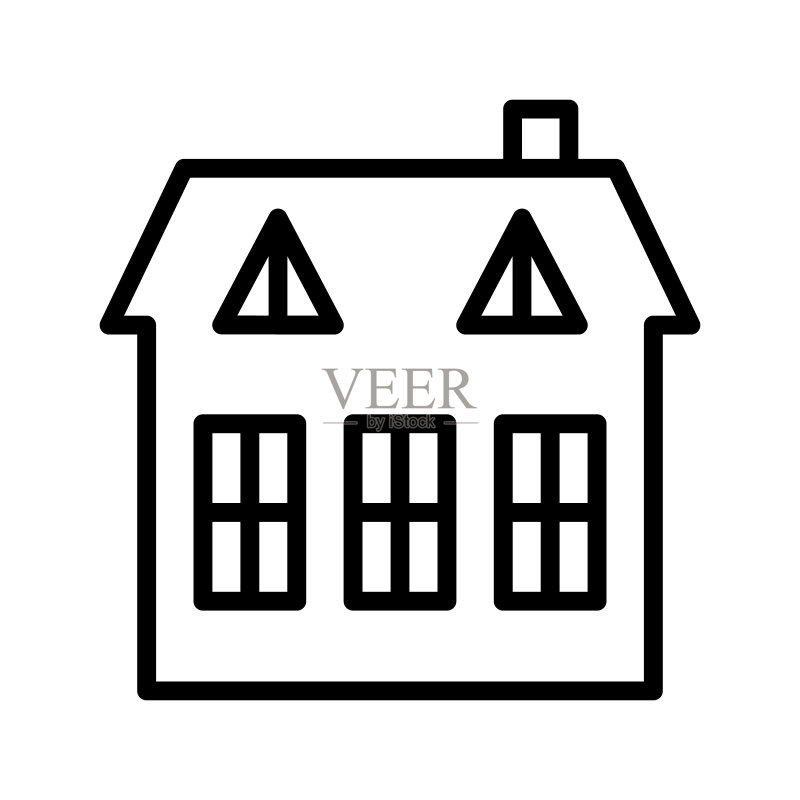 房屋扁平线性图标:房屋、房地产、乡村别墅、小屋、车库、公寓移动概念和网页设计标志图标素材