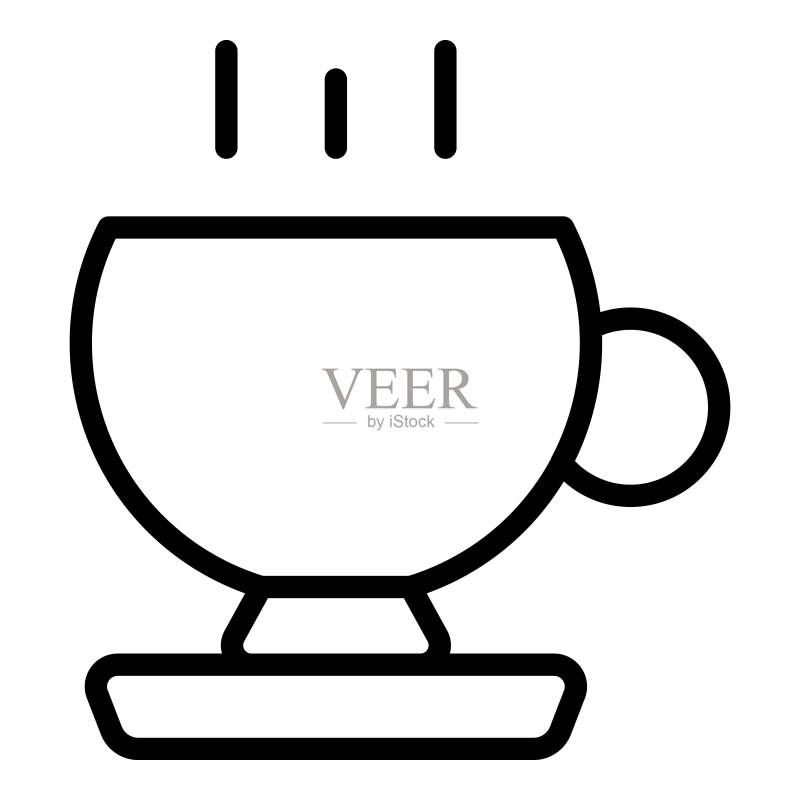 飞机咖啡杯图标轮廓矢量图:塑料纸杯图标素材