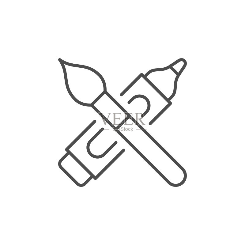 画笔和马克笔线条轮廓图标图标素材