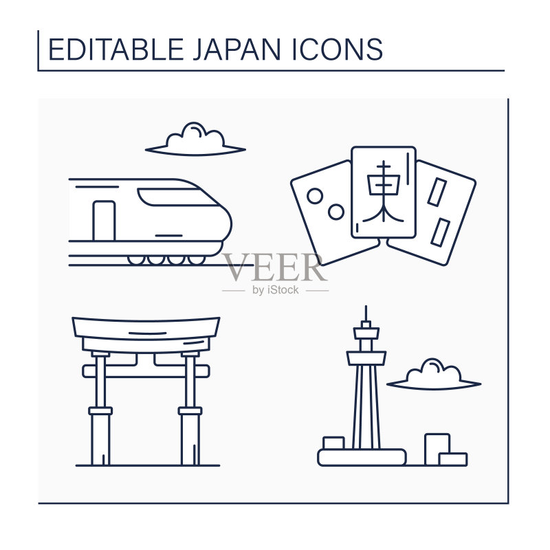 日本线性图标集图标素材