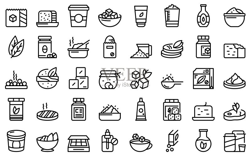 食品替代品图标轮廓矢量图:代糖品图标素材
