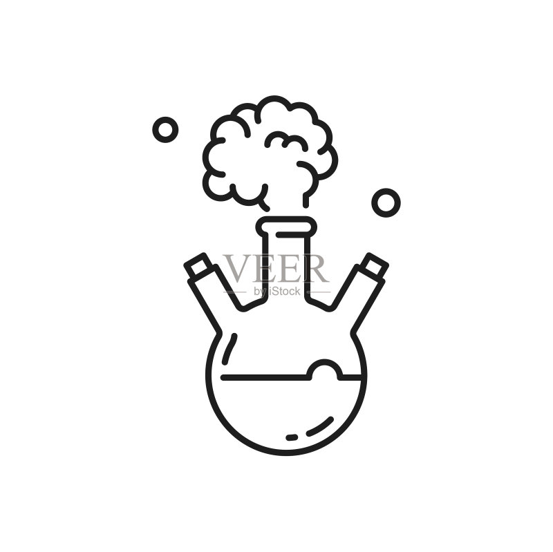 带烟雾的烧杯:实验室玻璃化学器皿图标素材