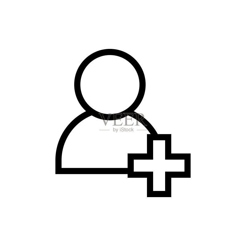 添加人物轮廓图标矢量图标素材