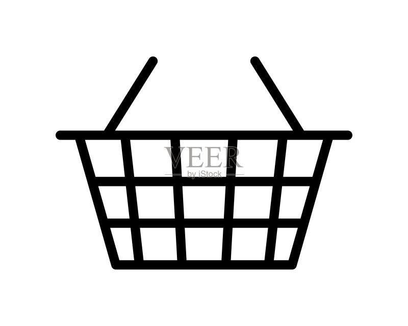购物篮扁平线条图标。商店移动概念和网页设计轮廓标志图标素材
