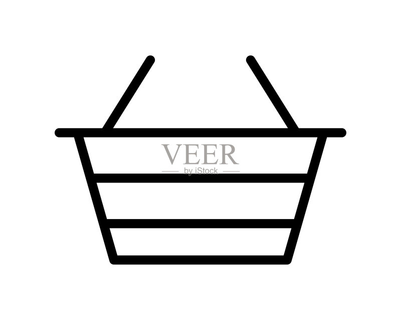 购物篮扁平线条图标。商店移动概念和网页设计轮廓标志图标素材