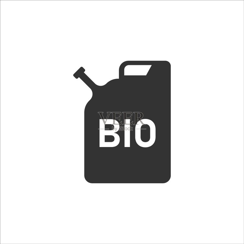 扁平风格的汽油罐图标,白色背景上孤立的汽油罐矢量图,燃料容器标志商业概念图标素材