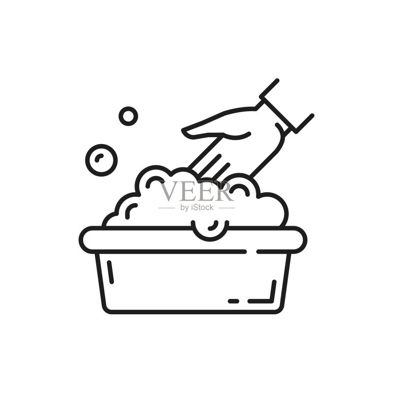 不可机洗手洗标志细线图标素材