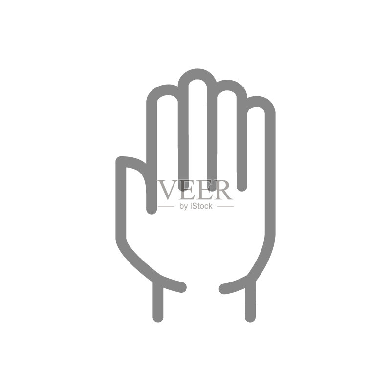 手的线条图标。停止手势符号图标素材