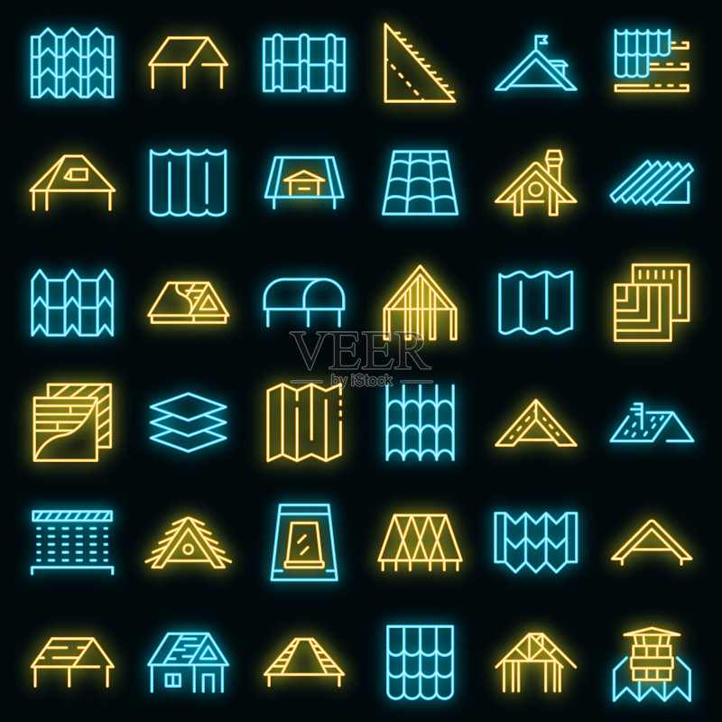 屋顶图标霓虹灯矢量图图标素材