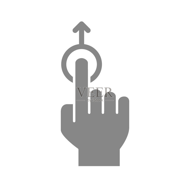 单点触摸和向上滑动灰色图标:触摸屏手势符号图标素材