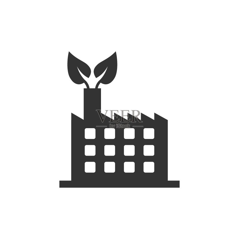 扁平风格的工厂生态图标:生态工厂矢量插图图标素材
