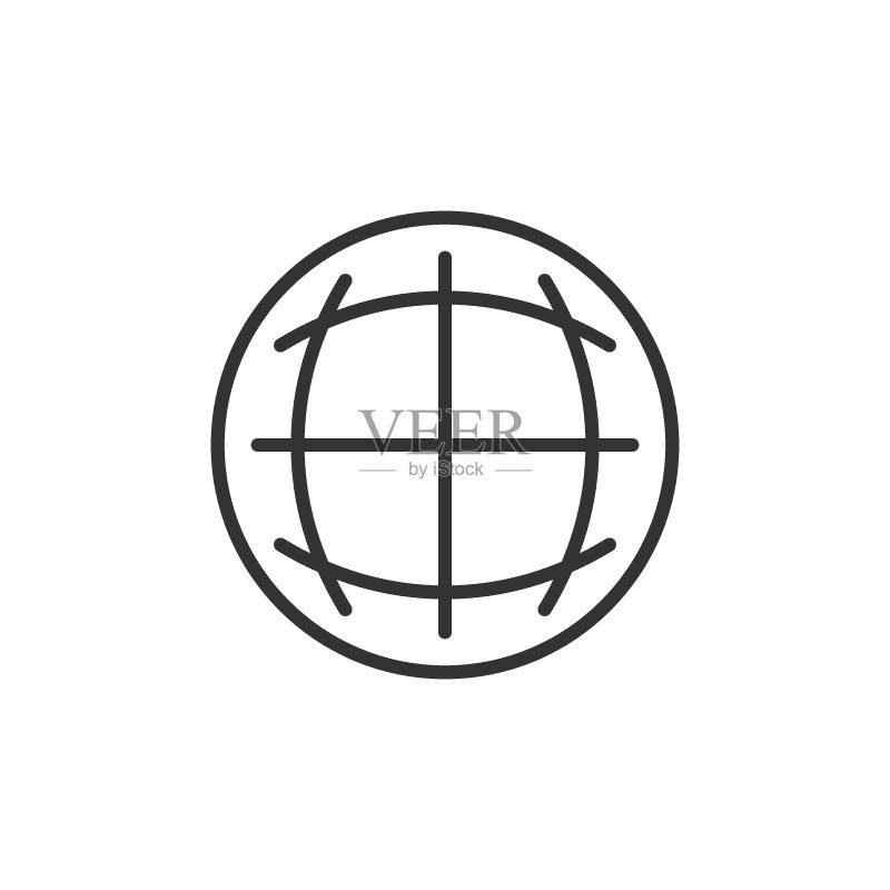 扁平风格的地球行星图标,白色背景上的全球地理矢量图,全球通信商业概念图标素材