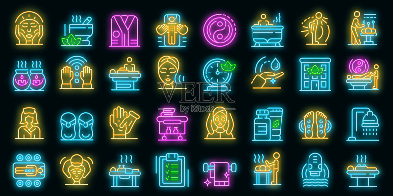 按摩师图标矢量霓虹灯图标素材