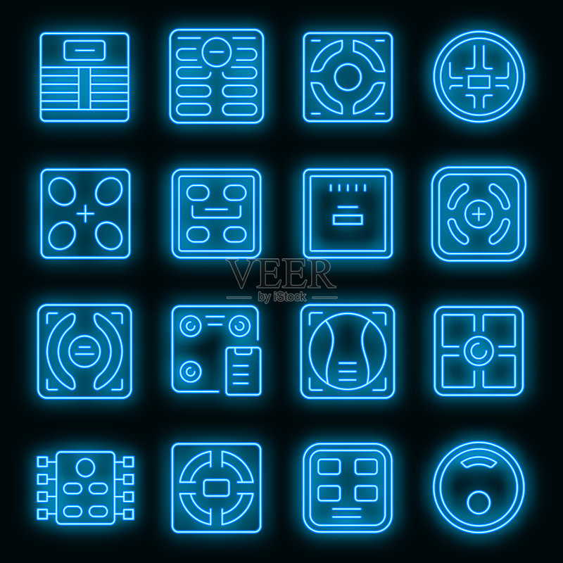 智能秤图标矢量霓虹灯集图标素材