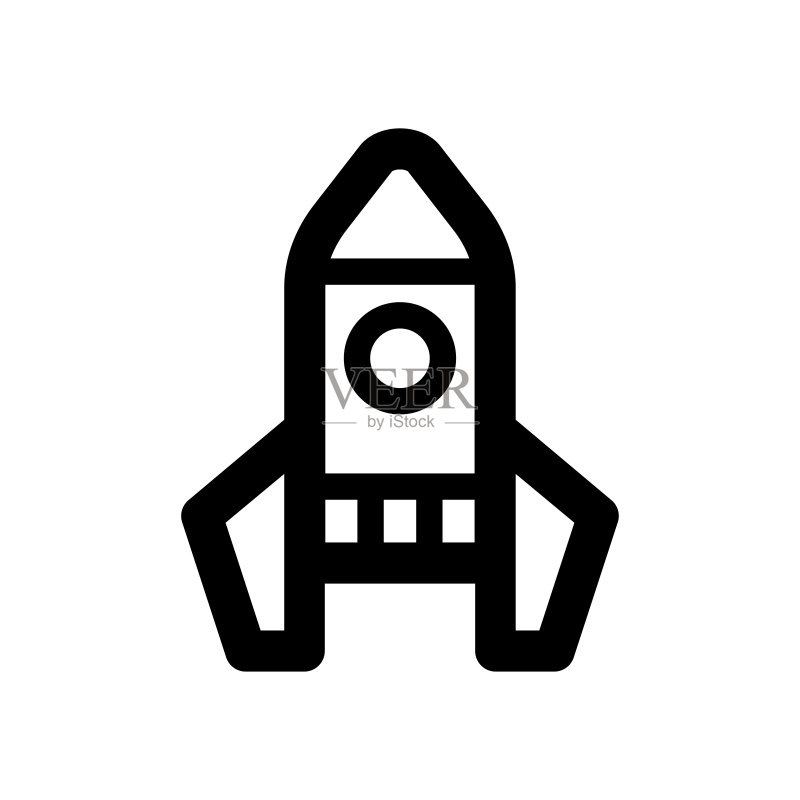 火箭图标黑色线条轮廓矢量扁平插画图标素材