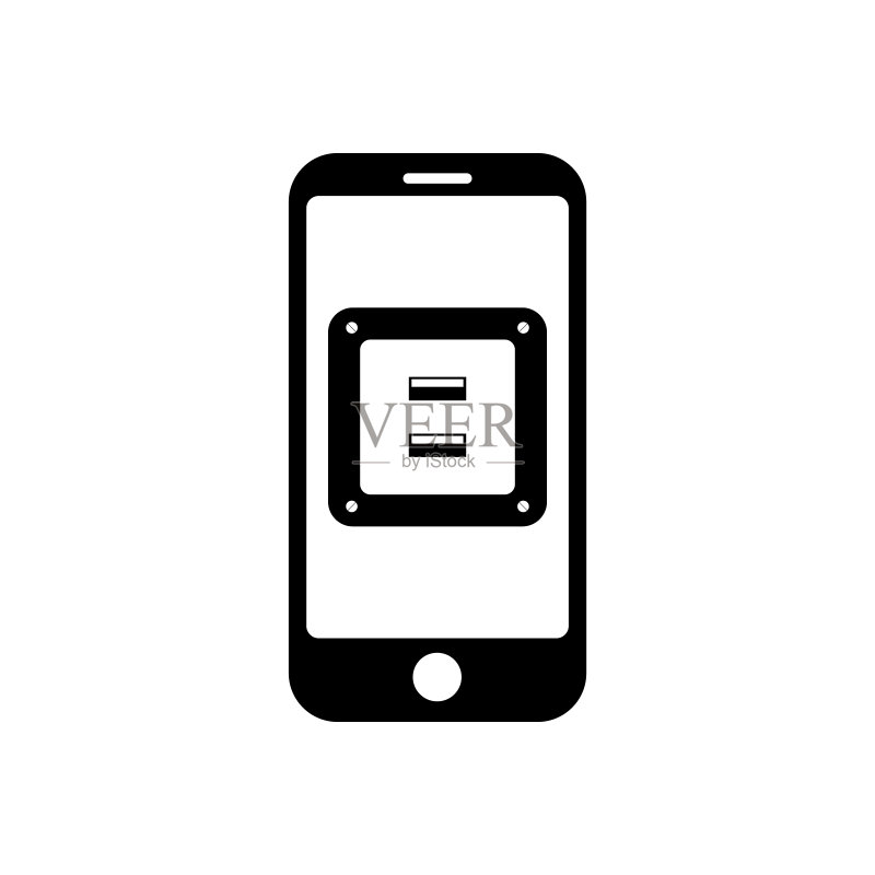 带有插座插头图标的手机,适用于App和网页图标素材