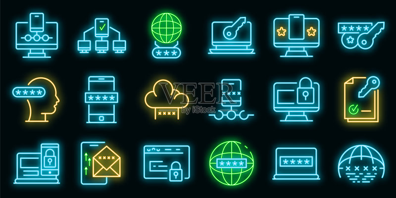 多因素身份验证霓虹灯图标矢量图图标素材