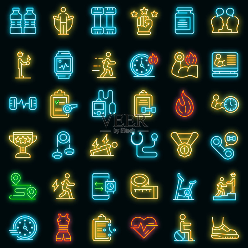 私人教练图标霓虹灯矢量图图标素材