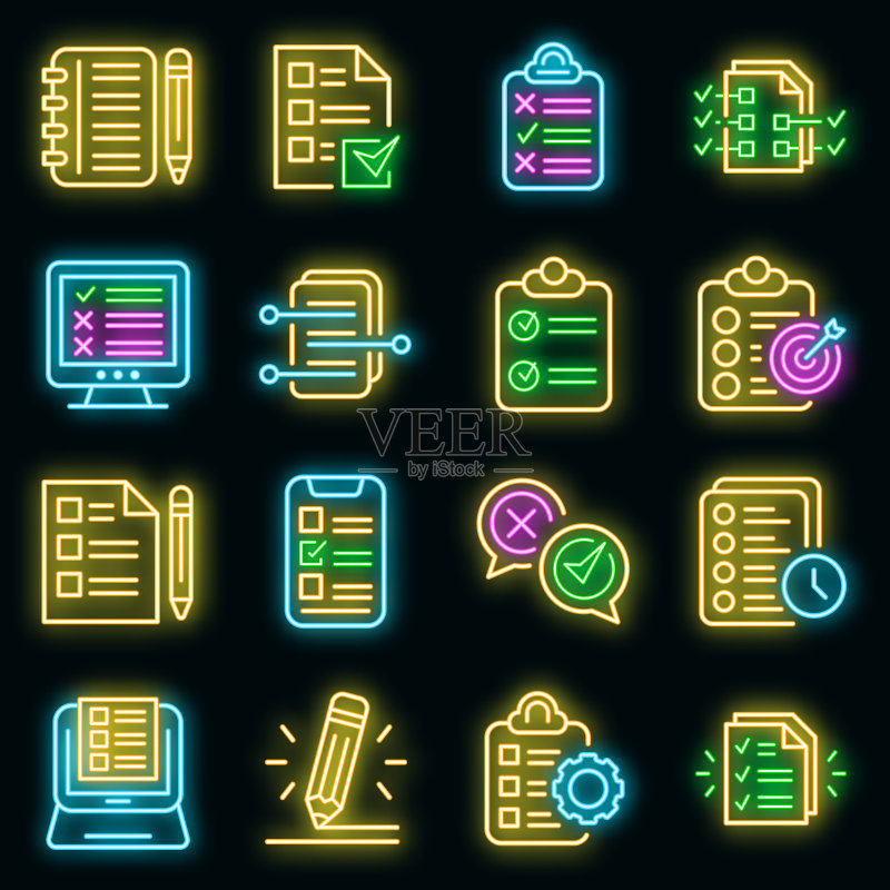 作业图标霓虹灯矢量图图标素材