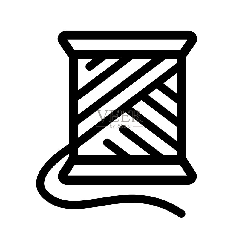 轮廓风格的线轴图标缝纫矢量图标图标素材