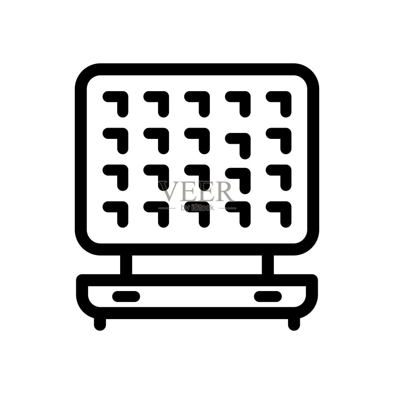华夫饼熨斗厨房轮廓矢量图标图标素材