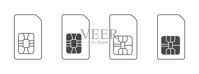 SIM卡图标符号,SIM卡线性图标,手机SIM卡简易图标,矢量图图标素材