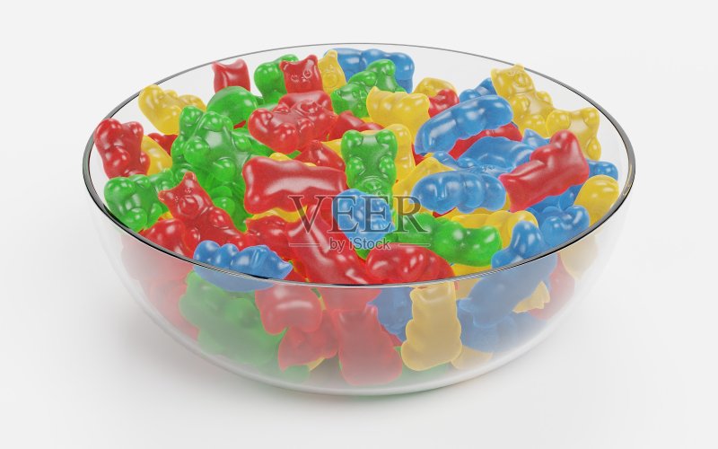 橡皮糖熊的3D渲染照片摄影图片