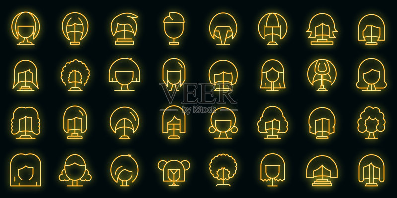 假发图标霓虹灯矢量素材图标素材