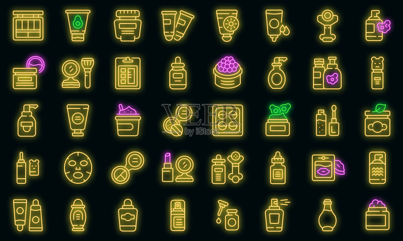 韩国化妆品霓虹灯矢量图标图标素材