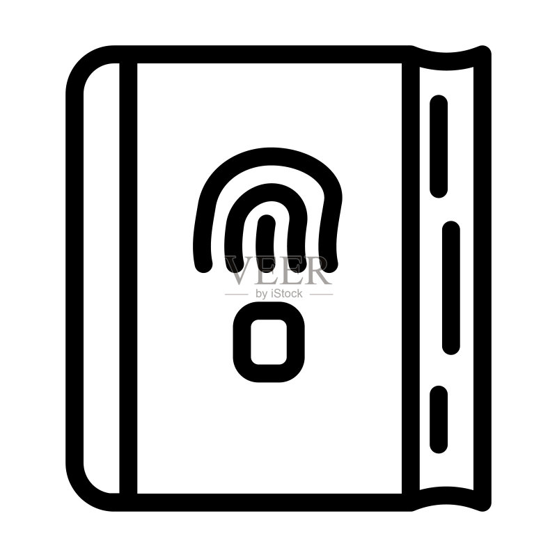 带指纹扫描仪的日记本线性图标矢量图图标素材